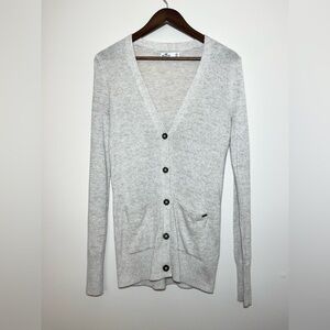 HOLLISTER Gray Deep V Neckline Cardigan Button Up‎ Pockets | XS